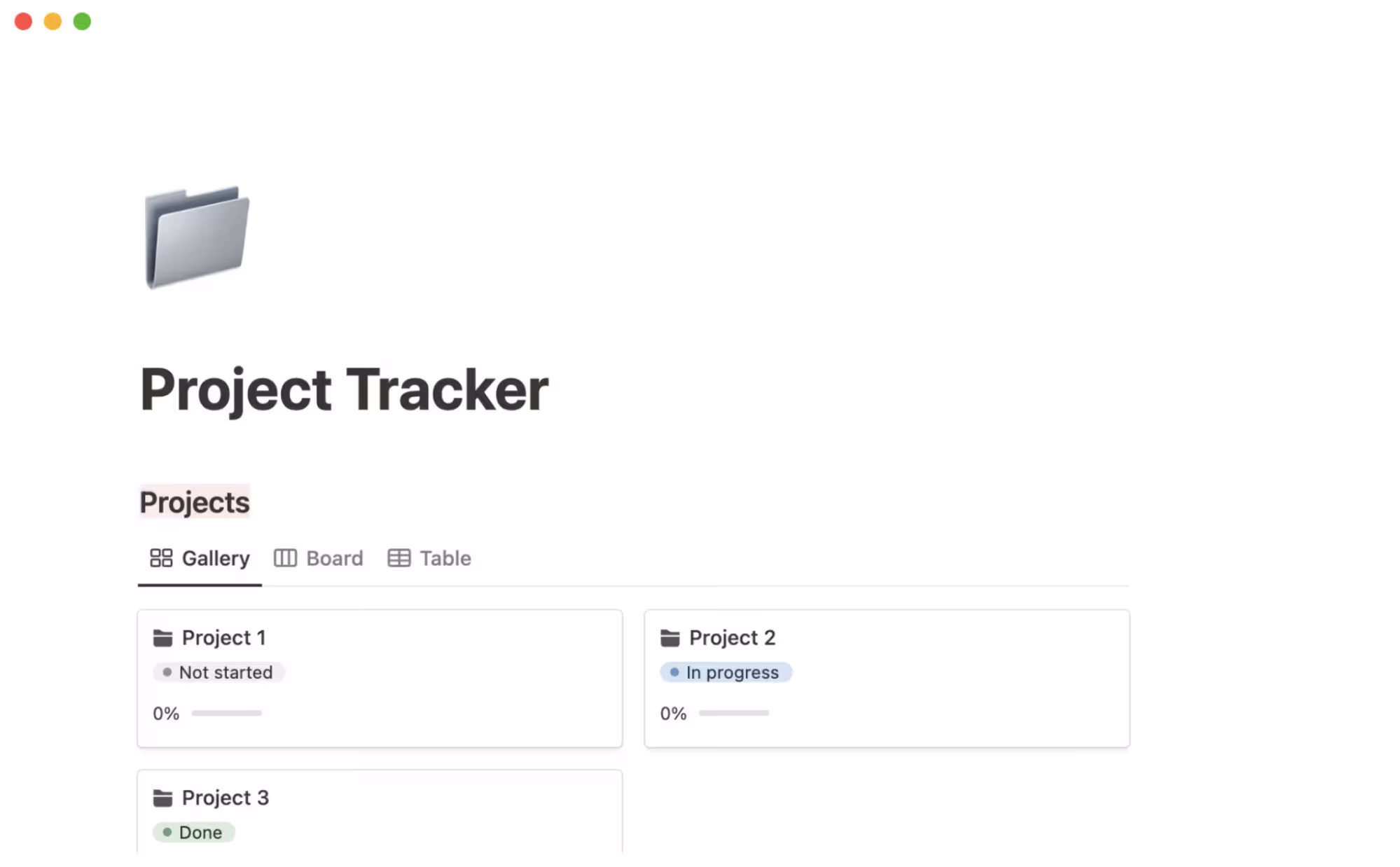 Sharon Joseph's project tracker template in Notion